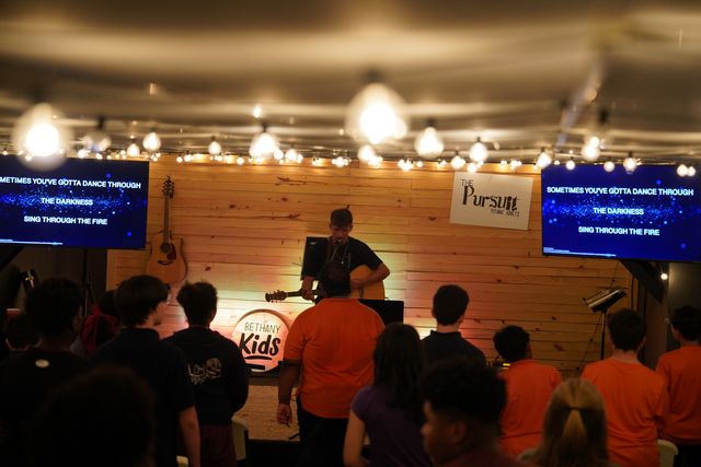 Bethany Youth students gathering together during a Wednesday night service in West Melbourne, Florida